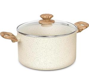 MICHELANGELO Stock Pot - 6 Qt Soup Pot with Lid, Non Stick Pots with Granite Coating, Non Toxic Cooking Pots for All Stovetops, with Stay Cool Handles