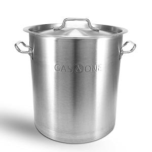 GasOne Stainless Steel Stockpot – 20qt Stock Pot with Lid and Capsule Bottom – Heavy-Duty Cooking Pot for Beer Brewing, Soup, Seafood Boil – Satin Finish Stainless Steel Soup Pot