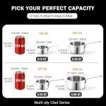 Cooks Standard Stainless Steel Butter Warmer 0.46 QT, Multi-Ply Clad Small Sauce Pan, 440ml Mini Butter Chocolate Milk Melting Pot with Pour Spout Cooking Pot ideal for Chefs, Baristas