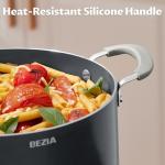 8 Quart Pot with Lid, BEZIA Ceramic Nonstick Stock Pot with Lid, Induction Ready, Large Cooking Pot with Silicone Handle, Compatible with All Cooktops, Dishwasher Safe