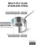 Cooks Standard Stainless Steel Butter Warmer 0.46 QT, Multi-Ply Clad Small Sauce Pan, 440ml Mini Butter Chocolate Milk Melting Pot with Pour Spout Cooking Pot ideal for Chefs, Baristas