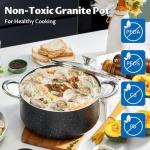 BEZIA 6 Quart Nonstick Cooking Pot with Lid, Induction Stock Pot Soup Pot, Non-toxic and Oven Safe, Perfect for Stews, Soups and All Stovetops, PFOA PFAS Free