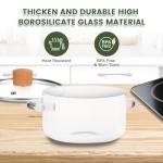 Glass Cooking Pot With Lid, 60.8OZ Simmer Pot Heat Resistant Borosilicate Stovetop Saucepan With Cover Handle - Cookware Set for Pasta, Noodles, Soup, Cereals, Fruit