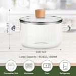 Glass Cooking Pot With Lid, 60.8OZ Simmer Pot Heat Resistant Borosilicate Stovetop Saucepan With Cover Handle - Cookware Set for Pasta, Noodles, Soup, Cereals, Fruit