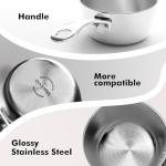 Macevia Mini Sauce Pan,18/10 Stainless Steel Butter Warmer Small Pot Cooking with Handle, Multipurpose Use for Home Kitchen or Restaurant (5oz/150ml) - Silver