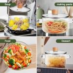 Glass Cooking Pot With Lid, 60.8OZ Simmer Pot Heat Resistant Borosilicate Stovetop Saucepan With Cover Handle - Cookware Set for Pasta, Noodles, Soup, Cereals, Fruit