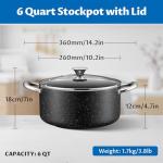 BEZIA 6 Quart Nonstick Cooking Pot with Lid, Induction Stock Pot Soup Pot, Non-toxic and Oven Safe, Perfect for Stews, Soups and All Stovetops, PFOA PFAS Free