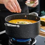 BEZIA 6 Quart Nonstick Cooking Pot with Lid, Induction Stock Pot Soup Pot, Non-toxic and Oven Safe, Perfect for Stews, Soups and All Stovetops, PFOA PFAS Free