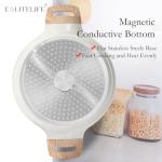 ESLITE LIFE Nonstick Stock Pot with Lid, 5 Quart Granite Casserole Large Soup Pot Pasta Cooking Pot, Induction Compatible, PTFE & PFOA Free, White