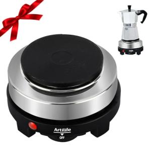 Artilife 500W Small Hot Plate Mini Hot Plate,Artilife 500w Small Electric Hot Plate,Mini Stove Portable Stove Kitchen Cooktop Electric Heater,Perfect Size for Moka Pot 110V