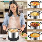 AOSION 6 Quart Stainless Steel Stockpot, Large Stock Pot with Lid for Cooking, Induction Cooking Pot for All Stoves, Dishwasher Safe, Stockpot with Silicone Trivet Mat, Steamer Rack, Spaghetti Fork