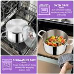 P&P CHEF 5 Quart Tri-Ply Stainless Steel Stock Pot, 5 Qt Stockpot Pasta Cooking Pot with Visible Lid for Soup Vegetable, Induction Cookware for All Stoves, Sturdy & Double Handle, Dishwasher Safe