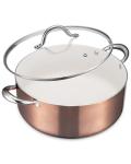BEZIA Large 8 Quart Nonstick Cooking Pot with Lid, Induction Stock Pot, Soup Pot for All Stovetops, Non-toxic and Oven Safe, PFOA PFAS Free, Golden