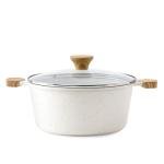 SENSARTE Ceramic Nonstick Stock Pot with Lid, 4.5 Quart Induction Cooking Pot with Tempered Glass Lid, Stew Pot for Soup and Oatmeal, Pasta Casserole, Free of Intentionally Added PFAS & PTFE, White