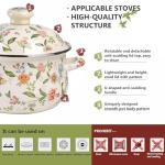 OLYTARU Enamel Stockpot with Lid,Simmer Pot,Flower Enamel Stockpot with Lid,Stockpots for Cooking（3L,growing）