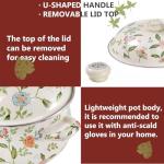OLYTARU Enamel Stockpot with Lid,Simmer Pot,Flower Enamel Stockpot with Lid,Stockpots for Cooking（3L,growing）