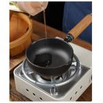 HAOHIZE 4.3 inch Mini Egg Frying Pan Cast Iron Bowl for Sauces Oil Heating Milk Butter Warmer Pot with Wood Handle Multi Functional Cooking Even Heat Distribution Kitchen
