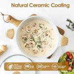 SENSARTE Ceramic Nonstick Stock Pot with Lid, 4.5 Quart Induction Cooking Pot with Tempered Glass Lid, Stew Pot for Soup and Oatmeal, Pasta Casserole, Free of Intentionally Added PFAS & PTFE, White