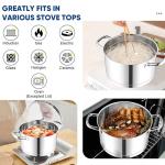 TeamFar 5 QT Stock Pot, Tri-ply Bottom Stainless Steel Stockpot Cooking Soup Pasta Pot with Lid for Gas/Induction/Electric Stoves, Non-toxic & Heavy Duty, Double Handles & Dishwasher Safe