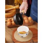 HAOHIZE 4.3 inch Mini Egg Frying Pan Cast Iron Bowl for Sauces Oil Heating Milk Butter Warmer Pot with Wood Handle Multi Functional Cooking Even Heat Distribution Kitchen