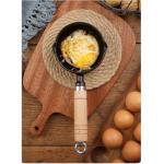 HAOHIZE 4.3 inch Mini Egg Frying Pan Cast Iron Bowl for Sauces Oil Heating Milk Butter Warmer Pot with Wood Handle Multi Functional Cooking Even Heat Distribution Kitchen