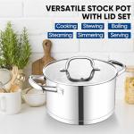 TeamFar 5 QT Stock Pot, Tri-ply Bottom Stainless Steel Stockpot Cooking Soup Pasta Pot with Lid for Gas/Induction/Electric Stoves, Non-toxic & Heavy Duty, Double Handles & Dishwasher Safe
