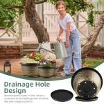 8 Inch Plant Pots, 4 Pack Flower Pot Outdoor with Drainage Holes & Trays, Retro Antique Imitation Decorative Garden Plastic Planters Pots for Plants Indoor Sets for Houseplants