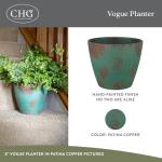 Classic Home and Garden Vogue Planter Pots w/Pottery Quality Finish - Modern Indoor & Outdoor Flower Pots - UV-Resistant Porch Planters - Decorative Pot for Flowers & Herbs (8” Patina Copper)