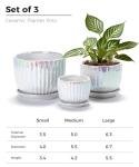 Ton Sin White Plant Pots,Pearl Gold Ceramic Flower Pots 4"+5"+6" Inch Indoor Succulent Pot with Drainage Hole - Decorative Orchid Pots and Herb Pots Set of 3