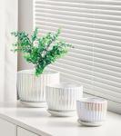 Ton Sin White Plant Pots,Pearl Gold Ceramic Flower Pots 4"+5"+6" Inch Indoor Succulent Pot with Drainage Hole - Decorative Orchid Pots and Herb Pots Set of 3