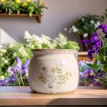 Xiaan Jiaju Ceramic Pots for Plants, Plant Pots with Drainage Hole, 6.29in. Flower Pots Ceramic Vase, Vintage Planters & Succulent Pots, Crackle Glaze Finish Vase, Yellow Sage