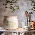 Xiaan Jiaju Ceramic Pots for Plants, Plant Pots with Drainage Hole, 6.29in. Flower Pots Ceramic Vase, Vintage Planters & Succulent Pots, Crackle Glaze Finish Vase, Yellow Sage