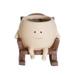 QIAOLY Rocking Chair Face Resin Planter Pot with Drainage Cute Flower Pots for Succulents Plants Live Indoor Outdoor Planters for Houseplants Gift Small (Small)