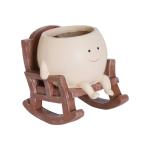 QIAOLY Rocking Chair Face Resin Planter Pot with Drainage Cute Flower Pots for Succulents Plants Live Indoor Outdoor Planters for Houseplants Gift Small (Small)