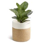 TIMEYARD Jute Rope Plant Basket Small Woven Storage Baskets for Up to 7" Planter, 8" x 8" Decorative Plant Pot Cover Woven Planter Basket Laundry Baskets with Handles Modern Home Décor