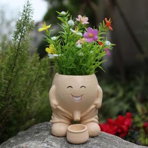 Dolkgy Head Planter, Unique Face Flower Pot Head Vase for Plants for Indoor and Outdoor Décor, Cute Cactus Office Plant Pots