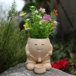 Dolkgy Head Planter, Unique Face Flower Pot Head Vase for Plants for Indoor and Outdoor Décor, Cute Cactus Office Plant Pots