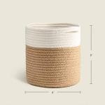 TIMEYARD Jute Rope Plant Basket Small Woven Storage Baskets for Up to 7" Planter, 8" x 8" Decorative Plant Pot Cover Woven Planter Basket Laundry Baskets with Handles Modern Home Décor
