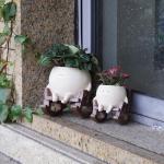 QIAOLY Rocking Chair Face Resin Planter Pot with Drainage Cute Flower Pots for Succulents Plants Live Indoor Outdoor Planters for Houseplants Gift Small (Small)