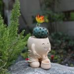 Dolkgy Head Planter, Unique Face Flower Pot Head Vase for Plants for Indoor and Outdoor Décor, Cute Cactus Office Plant Pots