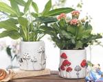 Saysmile 5 Inch Plant Pots Indoor, Unique Ceramic Pots for Plants with Drainage Hole, Cute Flower Pots for Indoor Plants, White Mushroom Planter Modern Decorative for Home Patio Garden