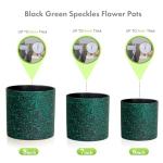 Meowell 8/7/6 inch Plant Pots, 3 Pack Cylindrical Flower Pots for Outdoor Indoor Plants, Decorative Plastic Planters with Drainage Holes and Saucers for Garden House Plants, Black with Green Speckles