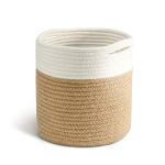 TIMEYARD Jute Rope Plant Basket Small Woven Storage Baskets for Up to 7" Planter, 8" x 8" Decorative Plant Pot Cover Woven Planter Basket Laundry Baskets with Handles Modern Home Décor