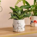 Saysmile 5 Inch Plant Pots Indoor, Unique Ceramic Pots for Plants with Drainage Hole, Cute Flower Pots for Indoor Plants, White Mushroom Planter Modern Decorative for Home Patio Garden