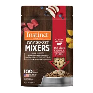 Instinct Raw Boost Mixers, Freeze Dried Dog Food Topper, Grain Free Recipe - All Natural Beef, 25 oz. Bag