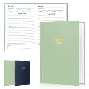 Perfect Blank Recipe book - Recipe Book to Write In Your Own Recipes,Organize Your Recipes- Waterproof Cover and 186 Blank Pages Recipe Notebook (spring green)