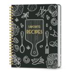 LuBudingJoy Blank Recipe Notebook to Write in Your Own Recipes, Full Page Sprial Hardcover Personal Recipe Organise, Recipe Journal Hold 140 Recipes (Black)