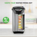 NutriChef 5.2 Qt Electric Water Kettle, Quick Heating, 5 Liter Digital Kettle with 5 Temperature Settings, Safety Lock, Stainless Steel, 3 Dispensing Options, Easy to Clean, 11"x19"x11"