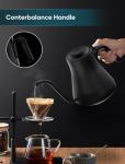 INTASTING Electric Kettles, Gooseneck Electric Kettle, ±1℉ Temperature Control, Stainless Steel Inner, Quick Heating for Pour Over Coffee, Brew Tea, Boil Hot Water, 1500W/0.9L (Matte Black)