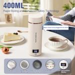 Travel Electric Kettle Portable Mini Kettle,Small Hot Water Boiler with 4 Temperature Settings,304 Stainless Steel,Fast Boiling Water with Auto Shut-Off and Boil Dry Protection,400ml (Beige, 400ML)